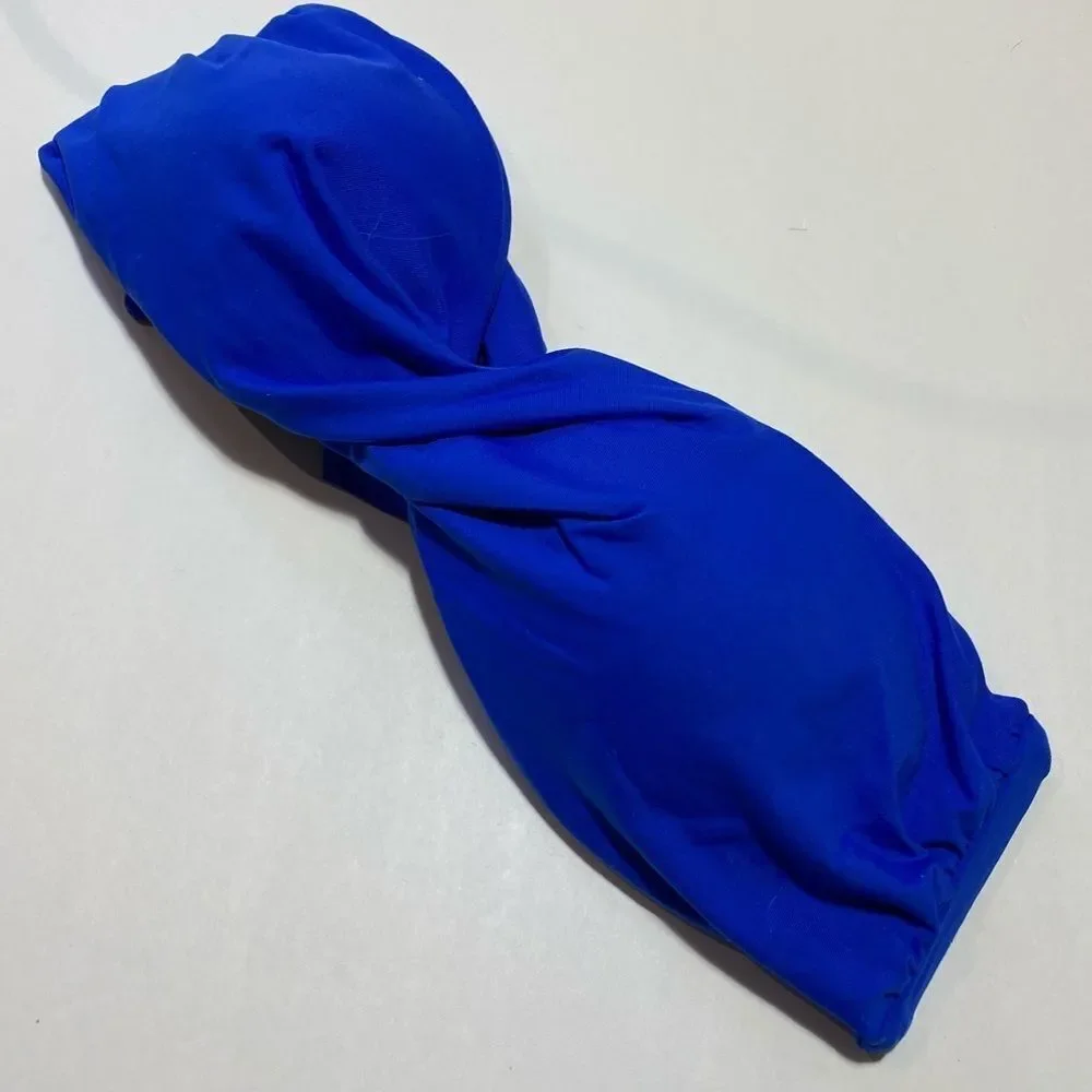 L*Space‎ Twist Bandeau Padded Bikini Top Blue